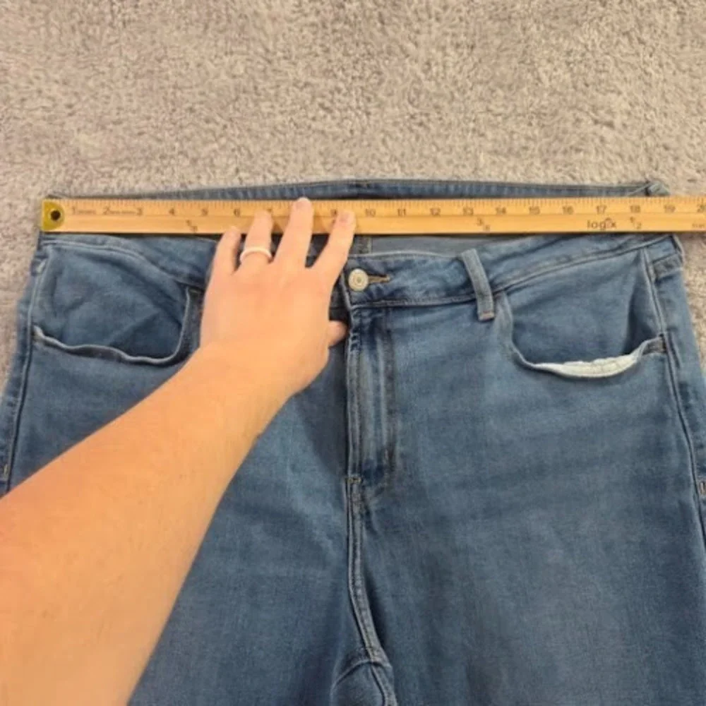 Old Navy High Rise Wow Wide Leg‎ Jeans Cropped Women's 18P Blue Denim Stretch